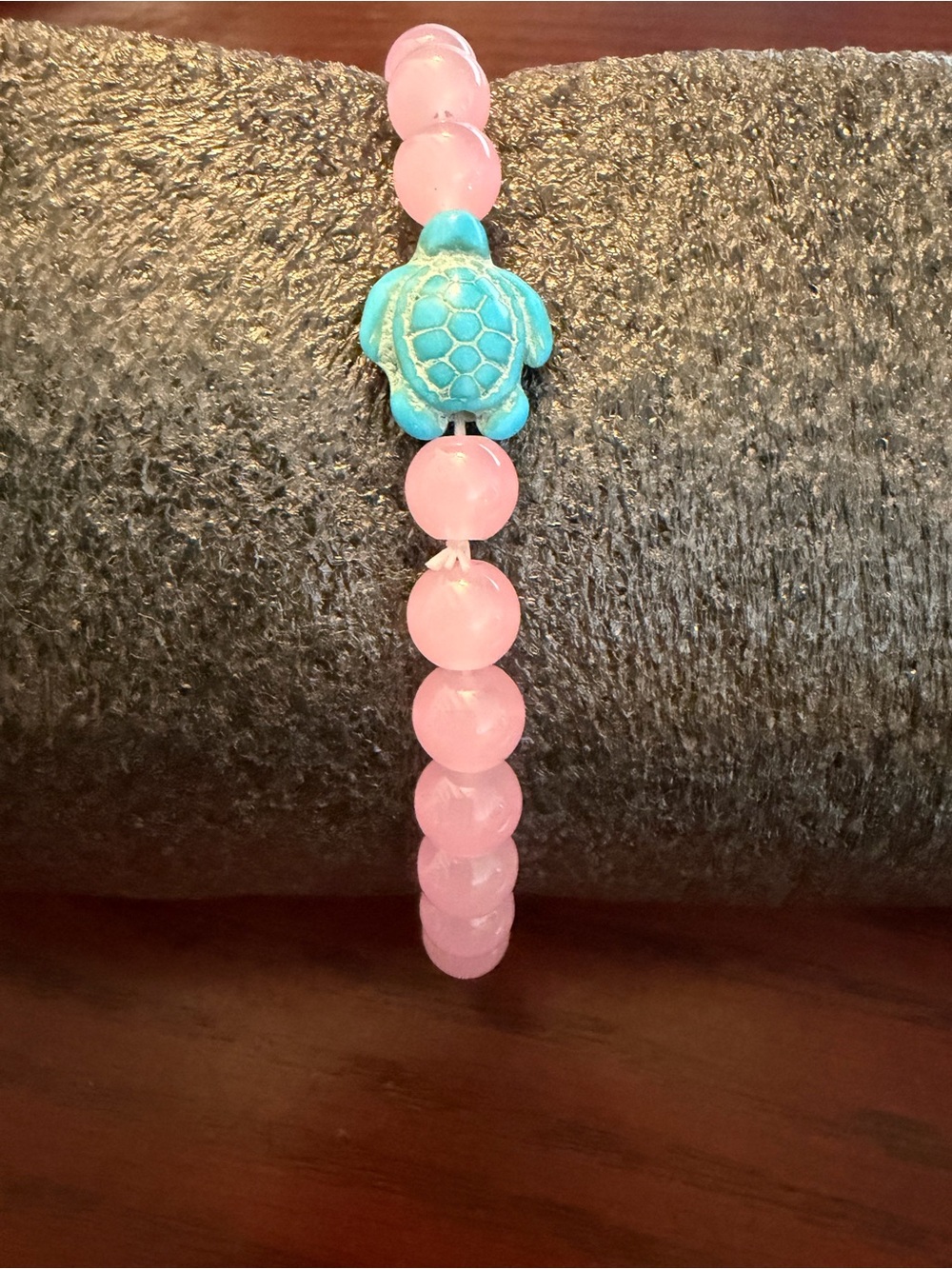 ⭐️2/$15⭐️Rose Quartz Bracelet with Turquoise Turtle Charm